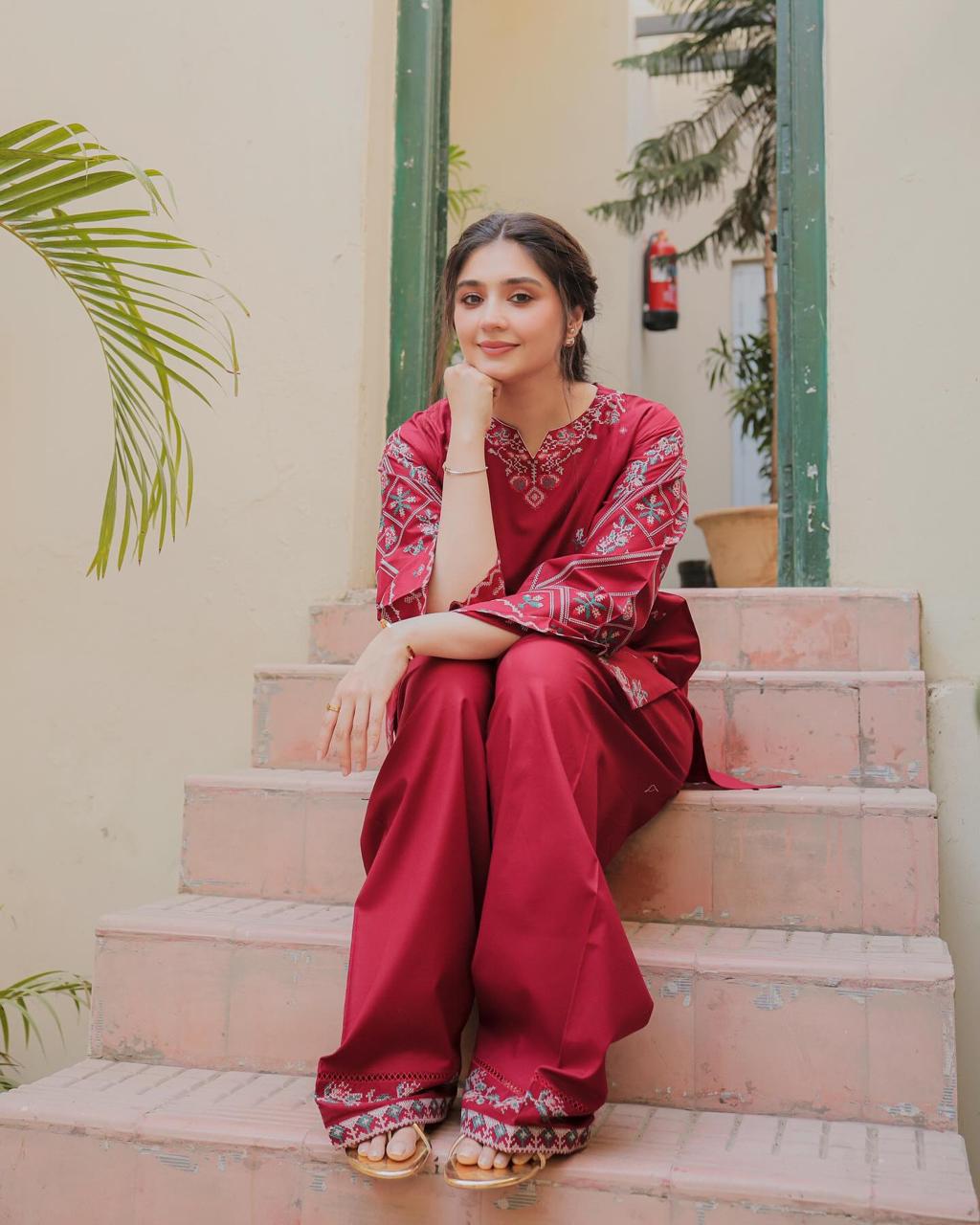 NISHA CO-ORD SET (FARSHI SHALWAR)-2PC(EMB)