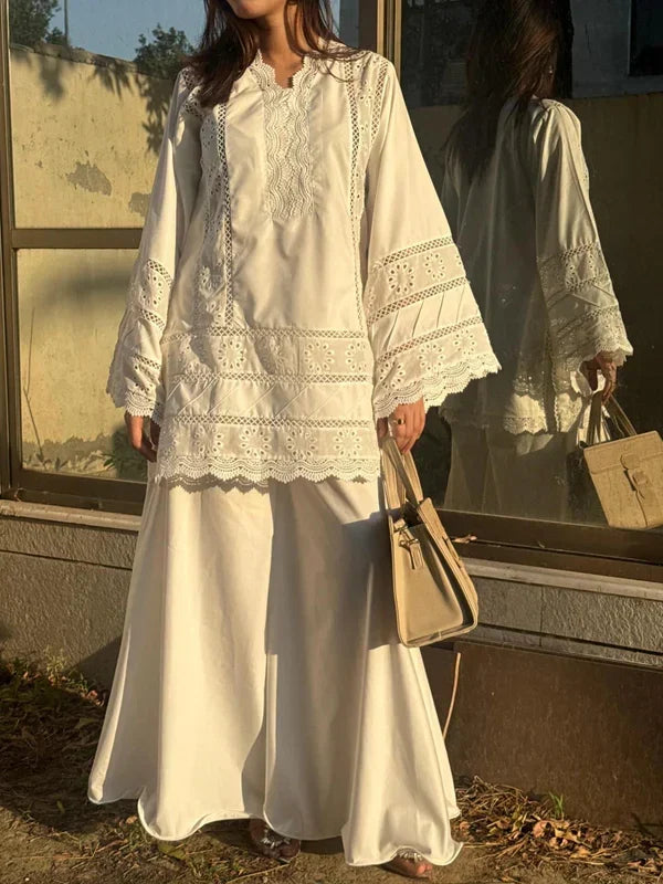 PRISTINE WHITE CHICKENKARI-2PC(EMB)