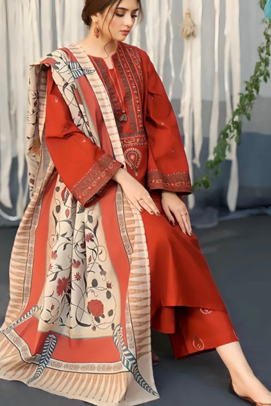 UROOJ SHAWL-3PC(EMB)