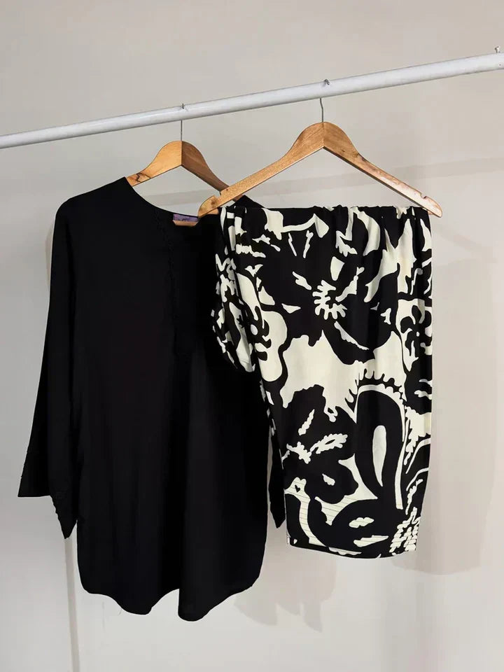 BLACK/WHITE (FARSHI SHALWAR)-2PC