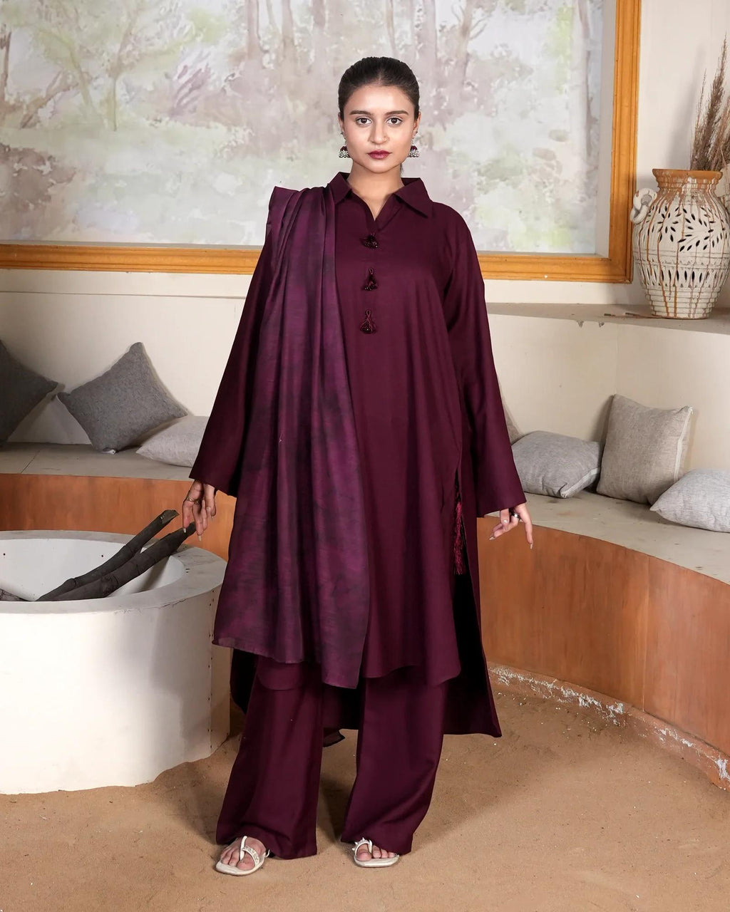 SOLID MEHROON-2PC