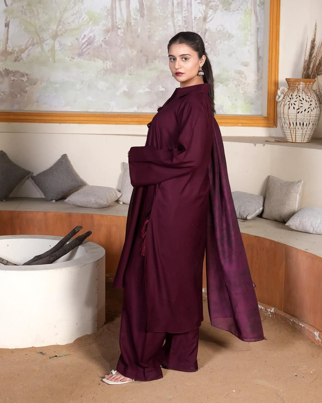 SOLID MEHROON-2PC
