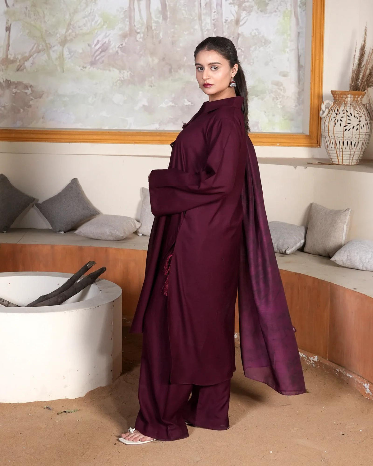 SOLID MEHROON-2PC
