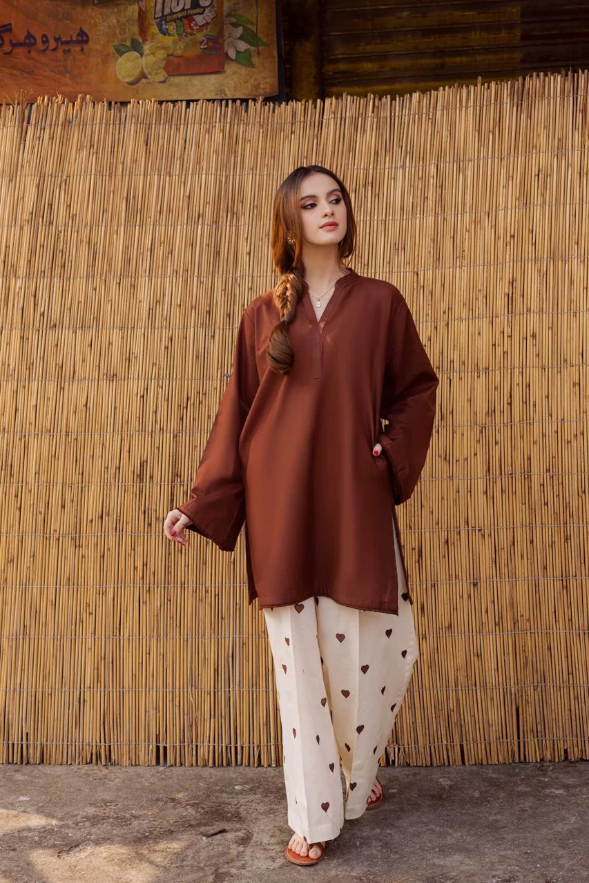 BROWN DHANAK-2PC(EMB)