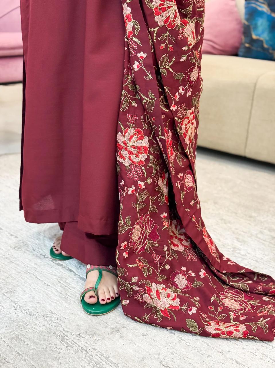 INAYA DHANK SHAWL-3PC(EMB)