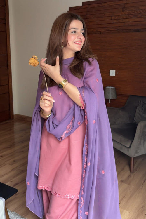 AIRA PINK (FARSHI SHALWAR)-3PC(EMB)