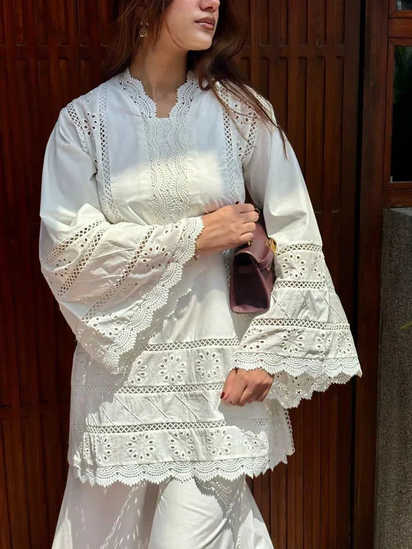 PRISTINE WHITE CHICKENKARI-2PC(EMB)