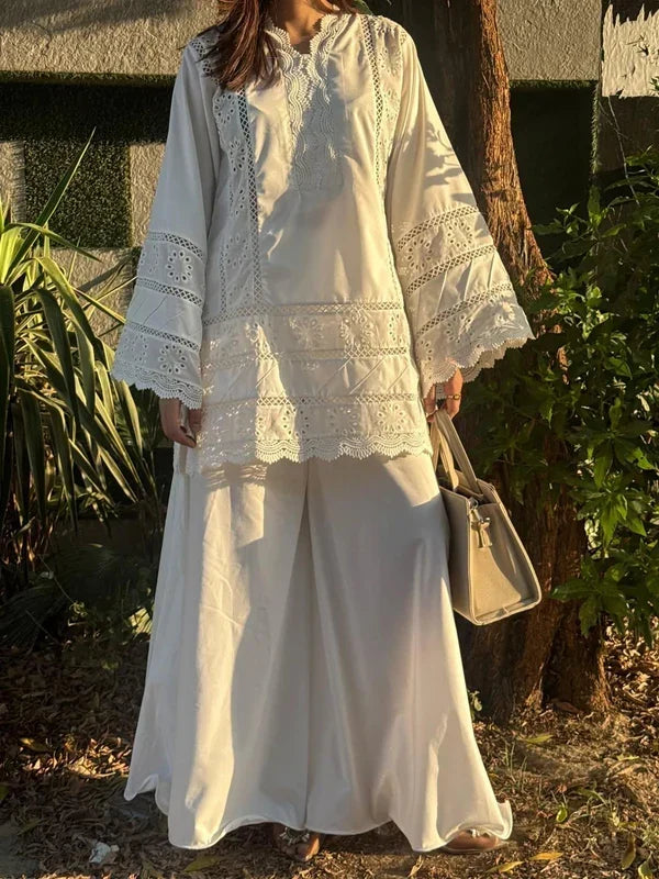 PRISTINE WHITE CHICKENKARI-2PC(EMB)