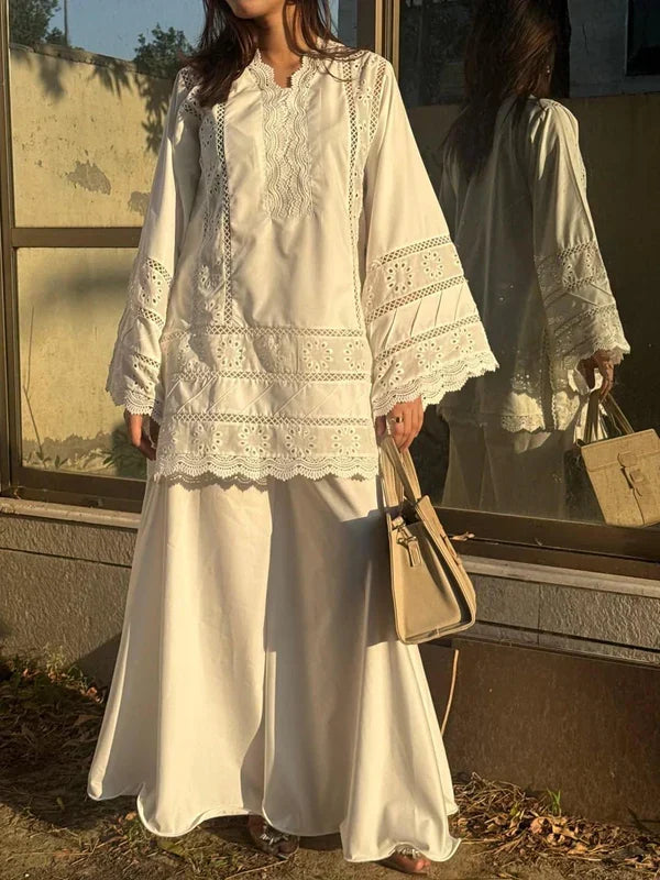 PRISTINE WHITE CHICKENKARI-2PC(EMB)