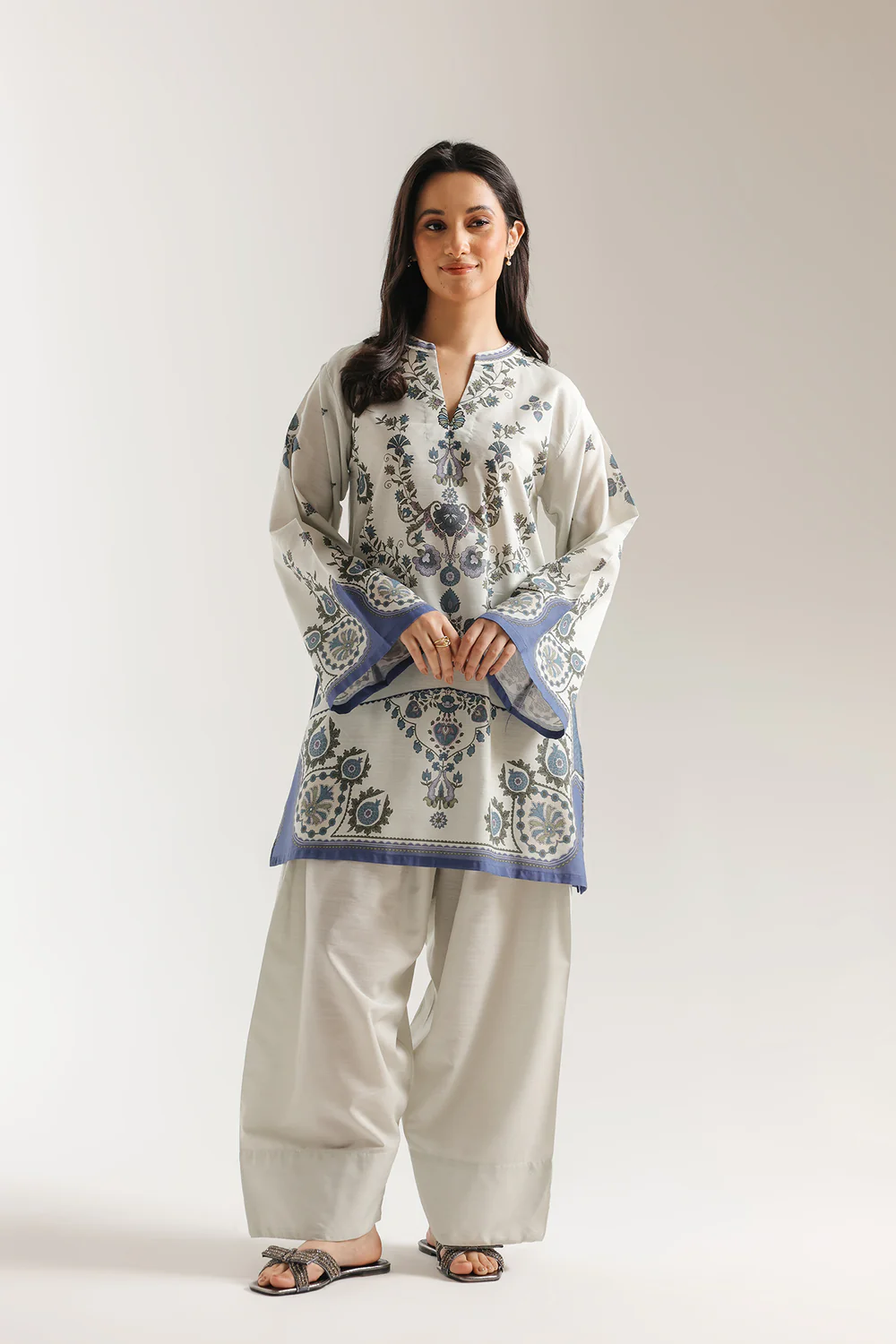 MISTY BLUE KURTA SET-2PC