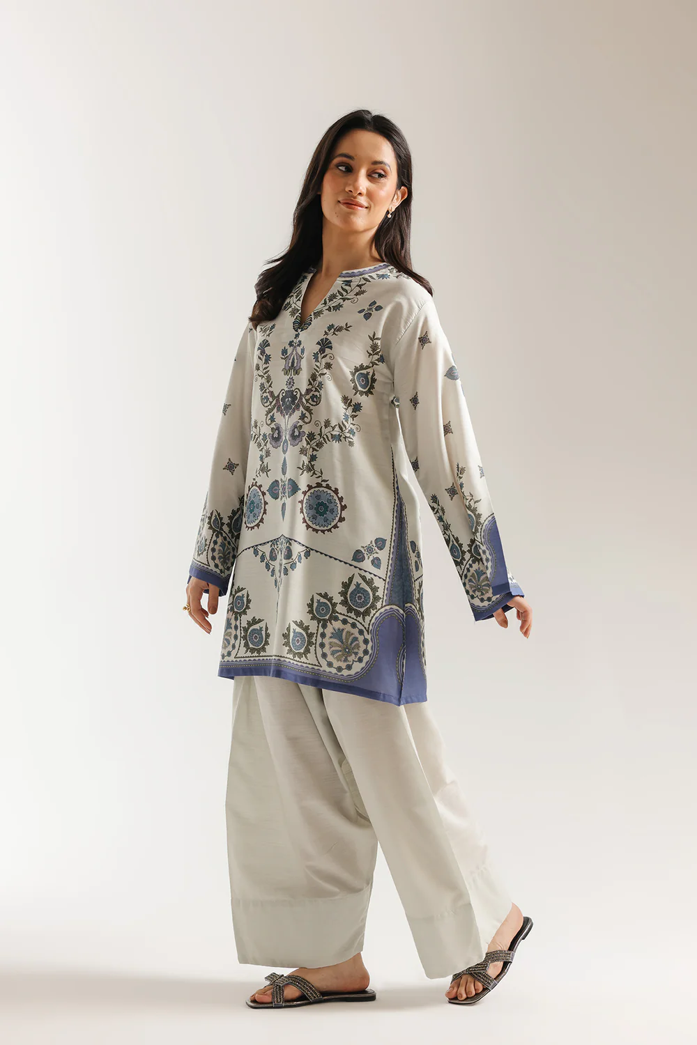 MISTY BLUE KURTA SET-2PC