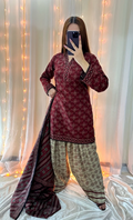 CHUNRI DIGITAL MAHROON-3PC
