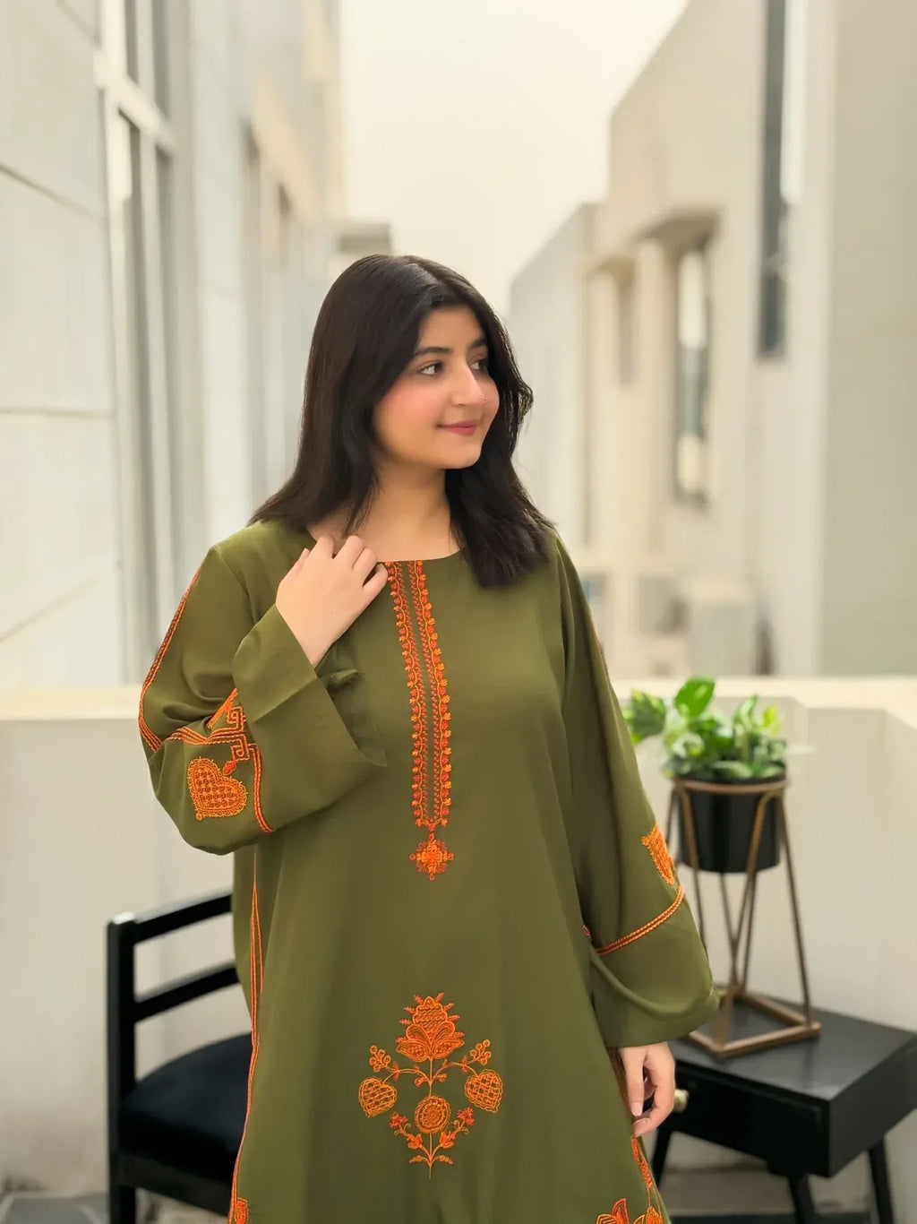 UMZAY LEAF GREEN-2PC(EMB)