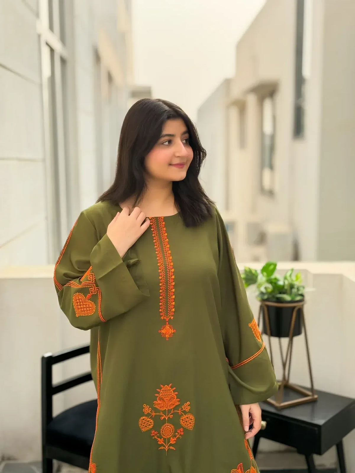 UMZAY LEAF GREEN-2PC(EMB)