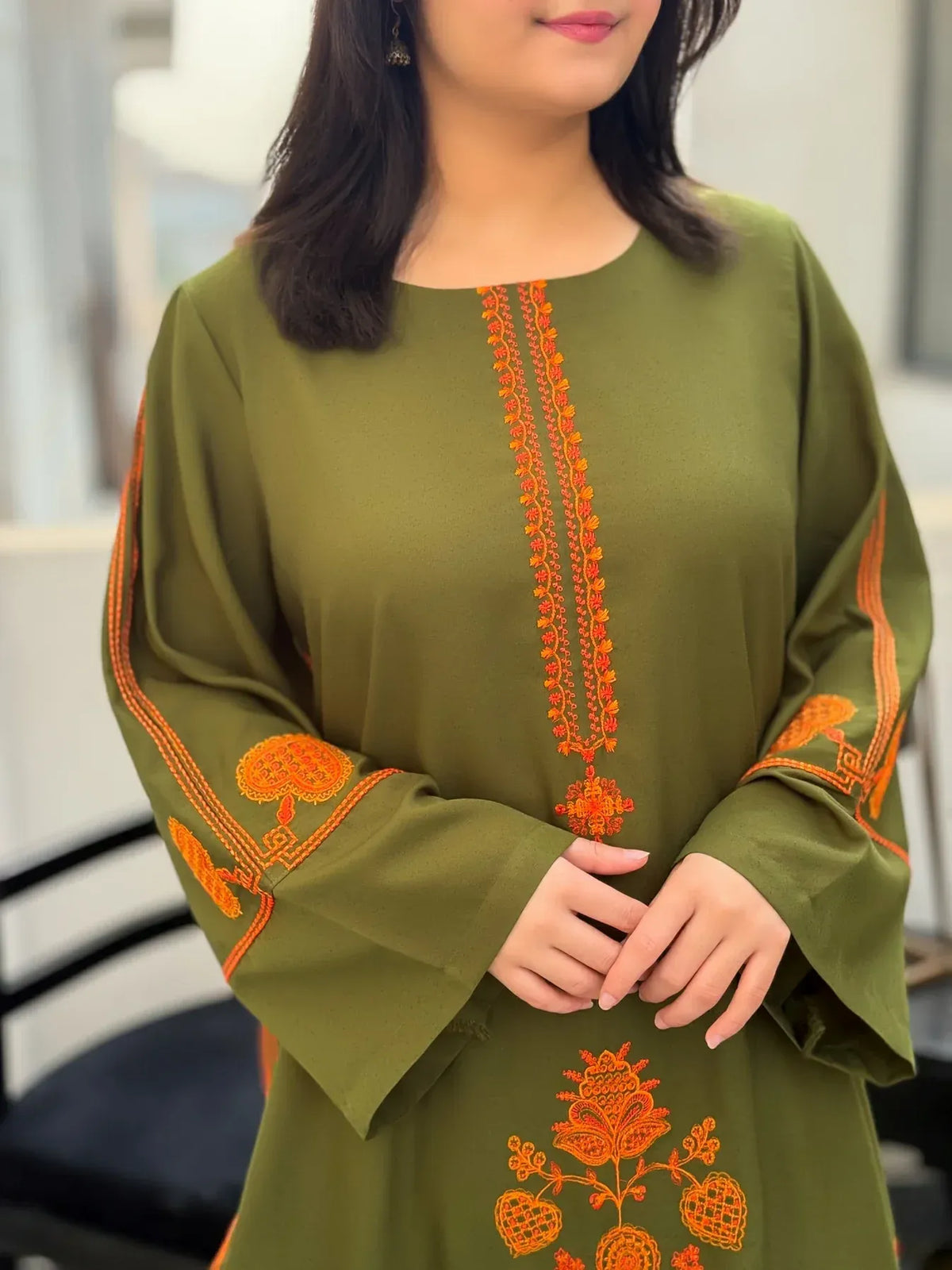 UMZAY LEAF GREEN-2PC(EMB)