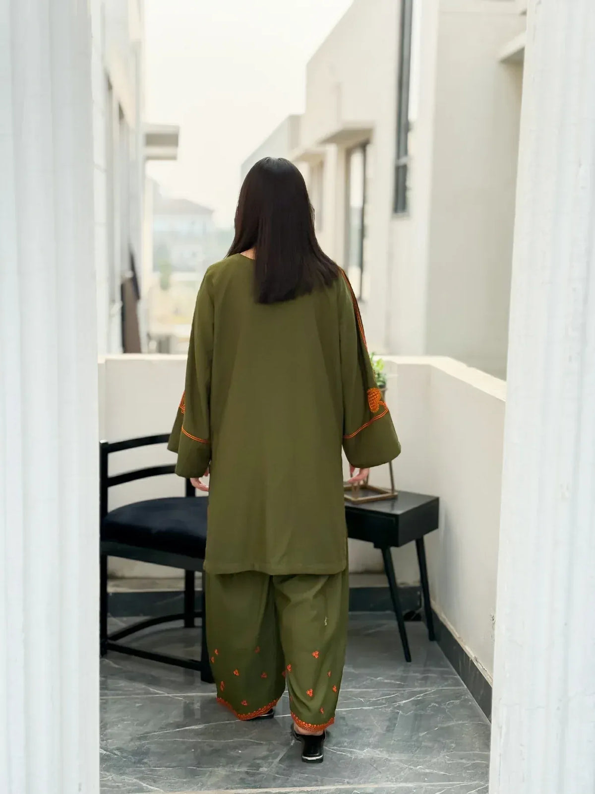 UMZAY LEAF GREEN-2PC(EMB)
