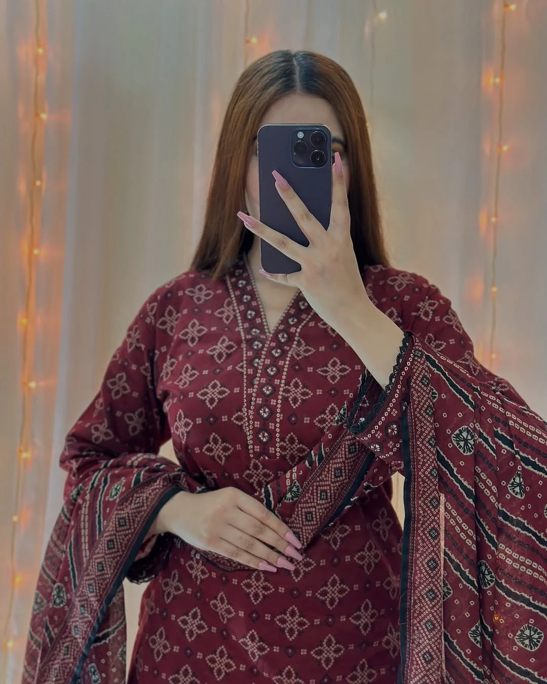 CHUNRI DIGITAL MAHROON-3PC